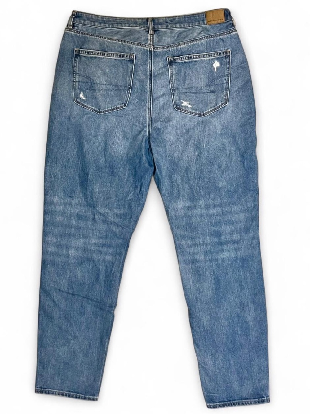 American Eagle Mom Jeans Distressed Hi-Waisted Cropped Comfort Stretch SZ 18 L - Picture 5 of 8